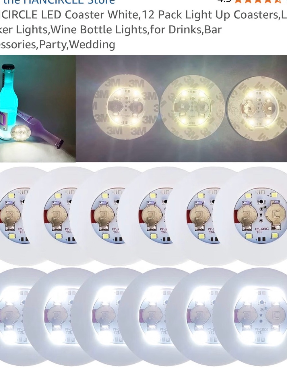 LED Light-Up Drink Coasters - White (Pack)